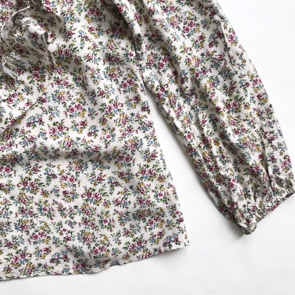 Zara neutral florals ruffle blouse EUC 11-12Y - Picture 3 of 5